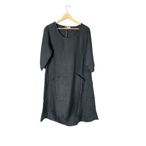 Via Signoria Italy pure linen gray shift dress large Lagenlook  minimalist